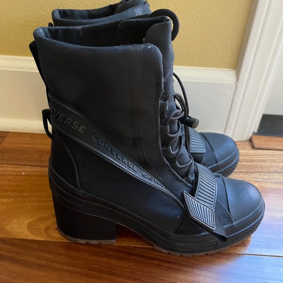 Converse Black Platform Combat Boots Women’s 8 1/2 - Picture 2 of 3